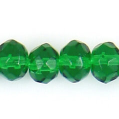 Bead, Polished Pressed Glass, 8x6mm faceted rondelle, Emerald, lead free