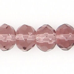 Bead, Polished Pressed Glass, 8x6mm faceted rondelle, Light Amethyst, lead free