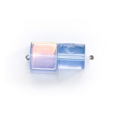 6x6mm Firepolish Cubes (hole size:2.2mm) -  Light Sapphire AB