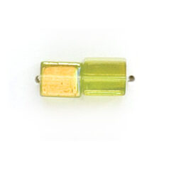 6x6mm Firepolish Cubes (hole size:2.2mm) - Chartreuse AB