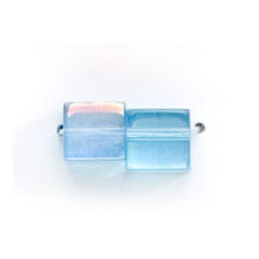 6x6mm Firepolish Cubes (hole size:2.2mm) - Aqua AB
