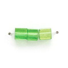 4x4mm Firepolish Cubes (hole size:0.75mm) - Peridot AB