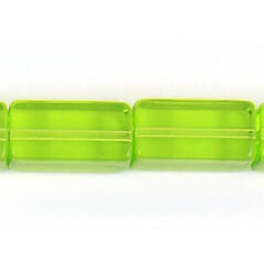 Bead, Polished Pressed Glass, 16x8x8mm rectangle, sold per 16 inch strand (approx 25 beads), Chartreuse (lead free)