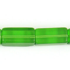 Bead, Polished Pressed Glass, 16x8x8mm rectangle, sold per 16 inch strand (approx 25 beads), Peridot (lead free)