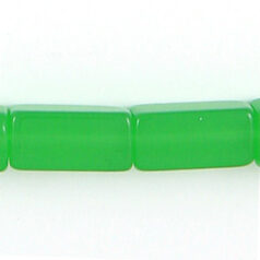 Bead, Polished Pressed Glass, 16x8x8mm rectangle, sold per 16 inch strand (approx 25 beads), Opal Green (lead free)