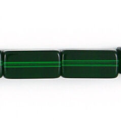 Bead, Polished Pressed Glass, 16x8x8mm rectangle, sold per 16 inch strand (approx 25 beads), Emerald (lead free)