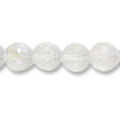 Beads, Faceted Crystal Glass, 12mm Round, CRYSTAL AB