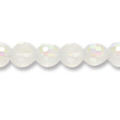 Beads, Faceted Crystal Glass, 10mm Round, CRYSTAL AB