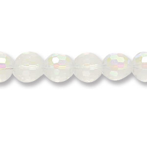 Beads, Faceted Crystal Glass, 10mm Round, CRYSTAL AB