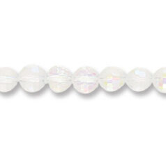 Beads, Faceted Crystal Glass, 8mm Round, CRYSTAL AB