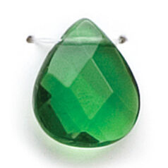 Genuine Helenski Crystal  12x15mm Flat Briolette -   EMERALD