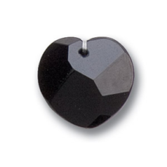 18x6mm Wave Heart Pendant - Jet Black
