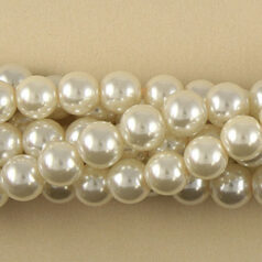 4mm Round Simulated Glass Pearls - White