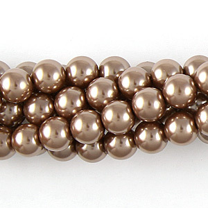 4mm Round Simulated Glass Pearls - Bronze