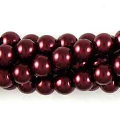 4mm Round Simulated Glass Pearls - Burgundy