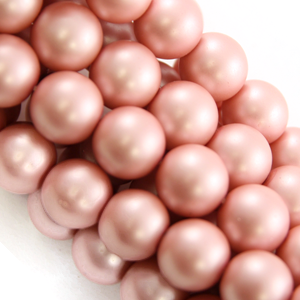 4mm Round Simulated Glass Pearls - Rose Matt