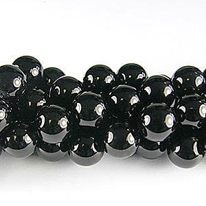 4mm Round Simulated Glass Pearls - Black