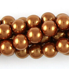 6mm Round Simulated Glass Pearls - Copper