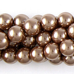 6mm Round Simulated Glass Pearls - Bronze