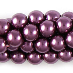 6mm Round Simulated Glass Pearls - Mauve