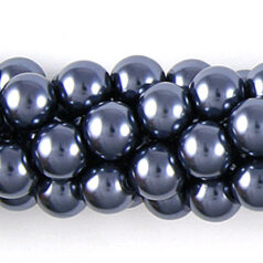 6mm Round Simulated Glass Pearls - Dark Grey