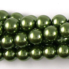 6mm Round Simulated Glass Pearls - Olive