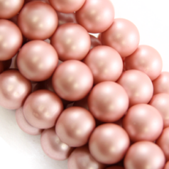 6mm Round Simulated Glass Pearls - Rose Matt