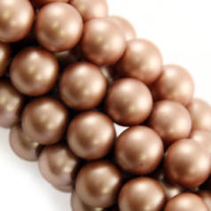 6mm Round Simulated Glass Pearls - Almond Matt