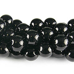 6mm Round Simulated Glass Pearls - Black