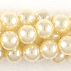 8mm Round Simulated Glass Pearls - Cream