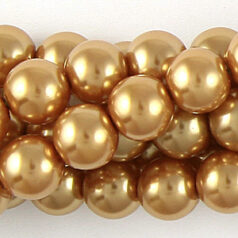 8mm Round Simulated Glass Pearls - Gold