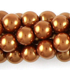 8mm Round Simulated Glass Pearls - Copper