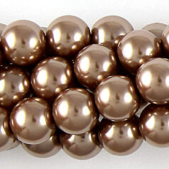 8mm Round Simulated Glass Pearls - Bronze