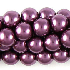8mm Round Simulated Glass Pearls - Mauve