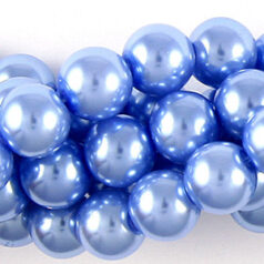 8mm Round Simulated Glass Pearls - Light Blue