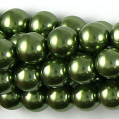 8mm Round Simulated Glass Pearls - Olive