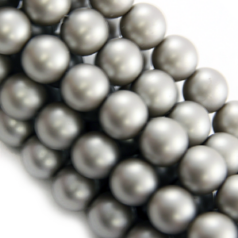 8mm Round Simulated Glass Pearls - Grey Matt