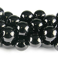 8mm Round Simulated Glass Pearls - Black
