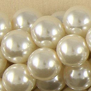 10mm Round Simulated Glass Pearls - White