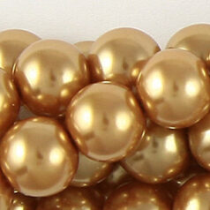 10mm Round Simulated Glass Pearls - Gold