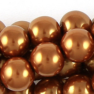 10mm Round Simulated Glass Pearls - Copper