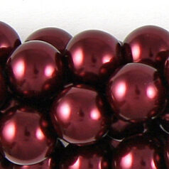 10mm Round Simulated Glass Pearls - Burgundy
