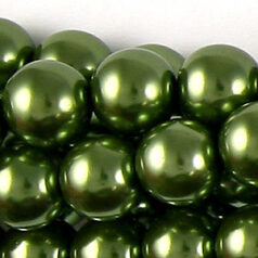 10mm Round Simulated Glass Pearls - Olive