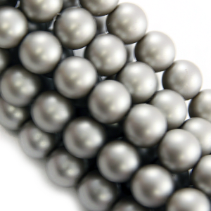 10mm Round Simulated Glass Pearls - Grey Matt