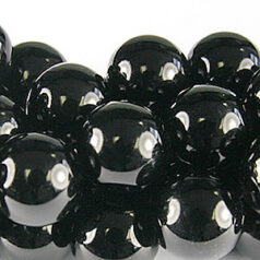 10mm Round Simulated Glass Pearls - Black