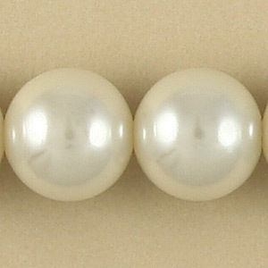12mm Round Simulated Glass Pearls - White