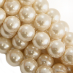 12mm Round Simulated Glass Pearls - Cream Rose