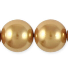 12mm Round Simulated Glass Pearls - Gold