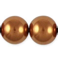 12mm Round Simulated Glass Pearls - Copper