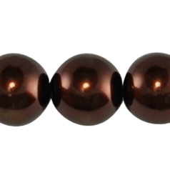 12mm Round Simulated Glass Pearls - Brown